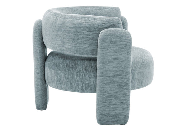 Monarch Specialties Accent Chair Curved Rounded Back Upholstered in Soft Grey Fabric for Modern Living Rooms Light Blue I 8017