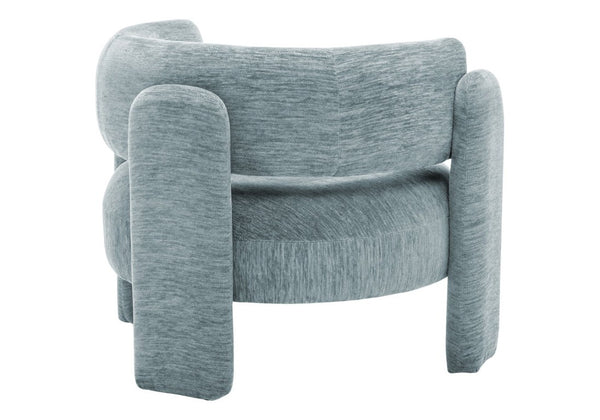 Monarch Specialties Accent Chair Curved Rounded Back Upholstered in Soft Grey Fabric for Modern Living Rooms Light Blue I 8017
