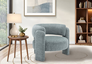 Monarch Specialties Accent Chair Curved Rounded Back Upholstered in Soft Grey Fabric for Modern Living Rooms Light Blue I 8017