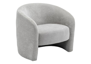 Monarch Specialties Accent Chair Barrel Silhouette Upholstered Coil Spring Seat for Living Room Decor Light Grey I 8024