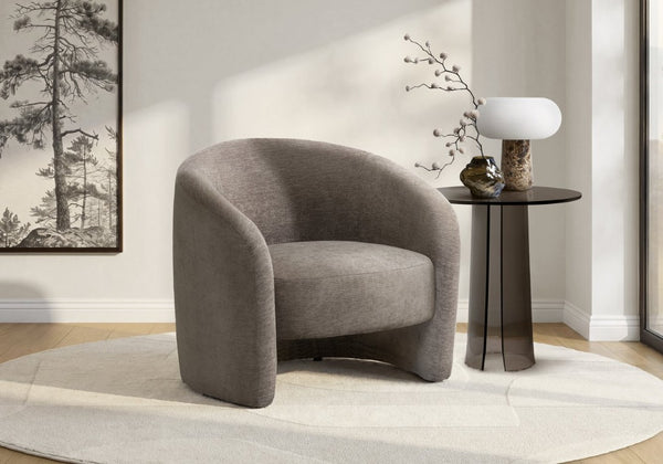 Monarch Specialties Accent Chair Barrel Silhouette Upholstered Coil Spring Seat for Living Room Decor Brown I 8025