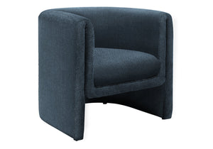 Monarch Specialties Accent Chair Barrel Silhouette Blue Fabric Upholstered Modern Seat for Living Room I 8040