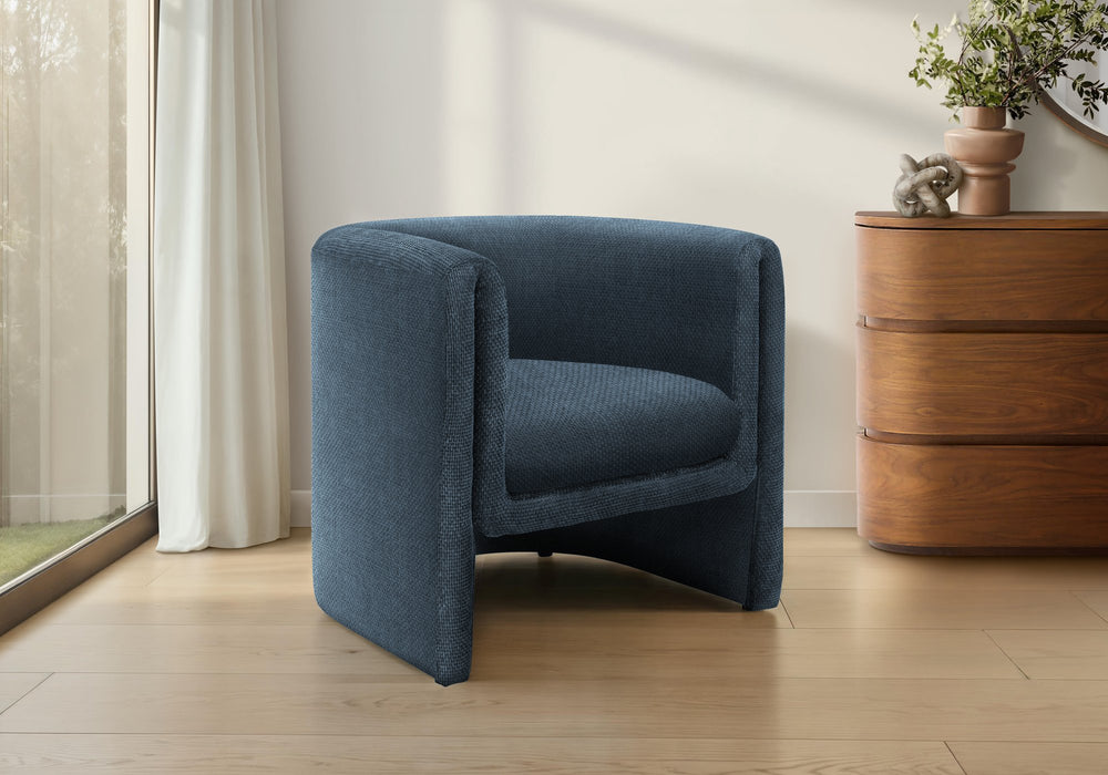 Monarch Specialties Accent Chair Barrel Silhouette Blue Fabric Upholstered Modern Seat for Living Room I 8040