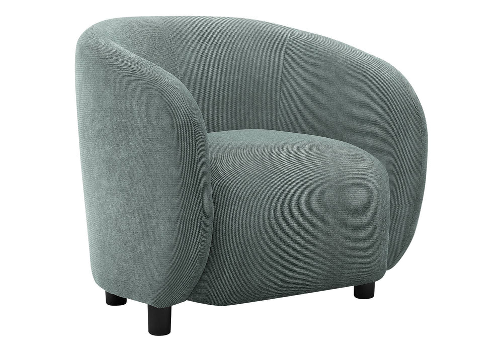 Monarch Specialties Accent Barrel Chair Sculptural Green Fabric Upholstered with Black Legs for Living Room I 8062