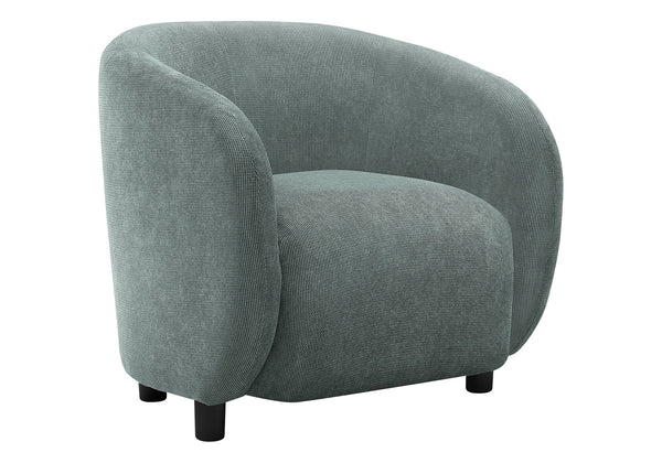 Monarch Specialties Accent Barrel Chair Sculptural Green Fabric Upholstered with Black Legs for Living Room I 8062