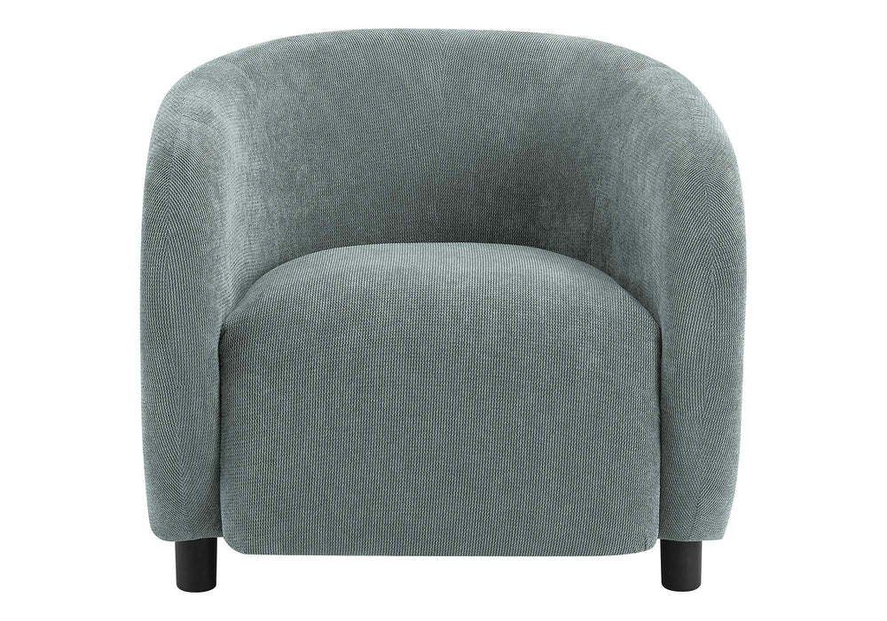 Monarch Specialties Accent Barrel Chair Sculptural Green Fabric Upholstered with Black Legs for Living Room I 8062