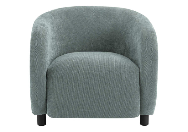 Accent Barrel Chair Sculptural Green Fabric Upholstered with Black Legs for Living Room