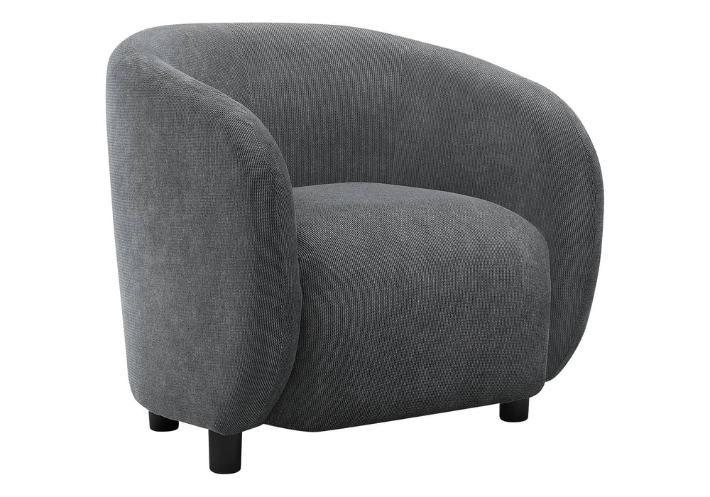 Monarch Specialties Accent Chair Barrel Silhouette Soft Grey Fabric Plush Cushion Modern Living Room Seat I 8063