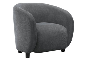 Monarch Specialties Accent Chair Barrel Silhouette Soft Grey Fabric Plush Cushion Modern Living Room Seat I 8063