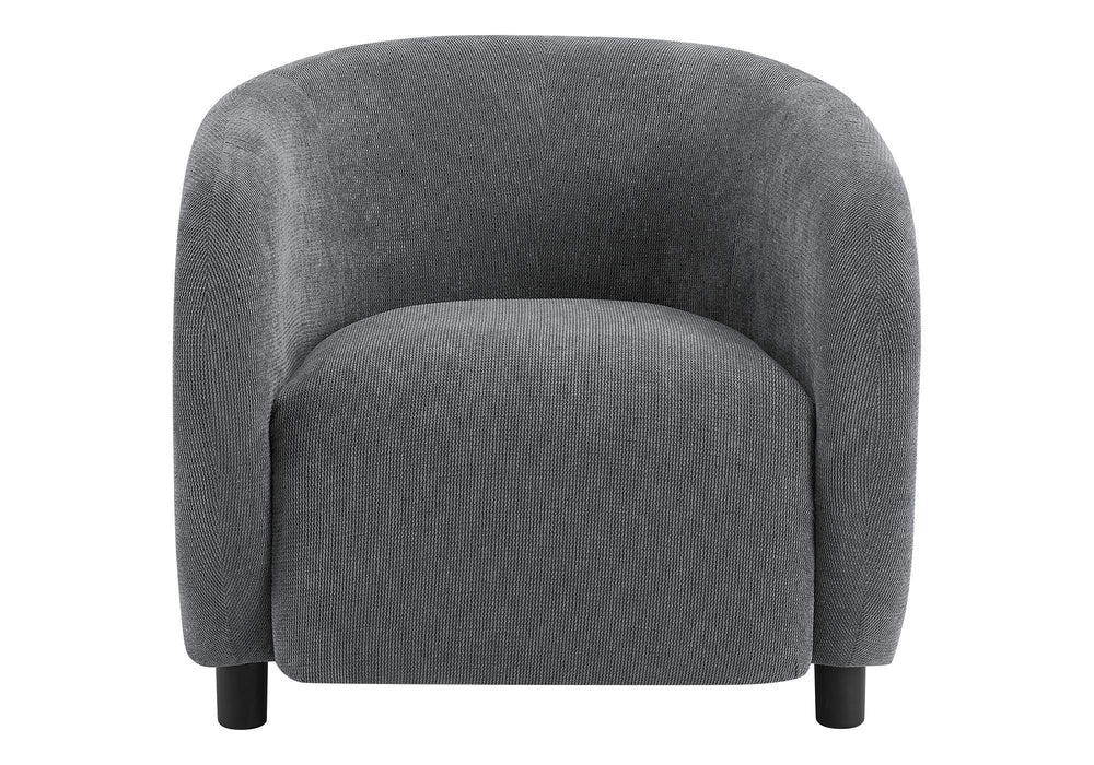 Monarch Specialties Accent Chair Barrel Silhouette Soft Grey Fabric Plush Cushion Modern Living Room Seat I 8063