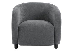 Accent Chair Barrel Silhouette Soft Grey Fabric Plush Cushion Modern Living Room Seat