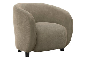 Monarch Specialties Accent Barrel Chair Sculptural Rounded Back Light Brown Fabric Modern Living Room Seat I 8064