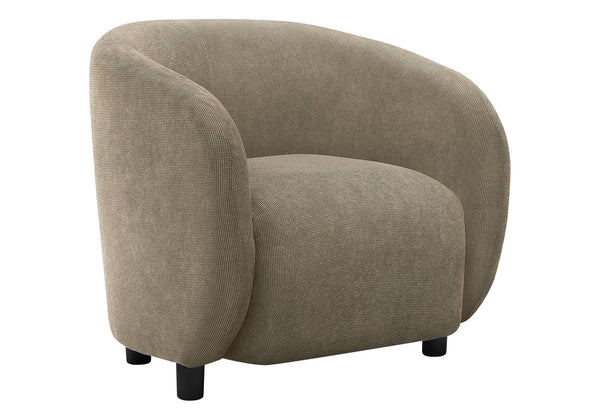 Monarch Specialties Accent Barrel Chair Sculptural Rounded Back Light Brown Fabric Modern Living Room Seat I 8064