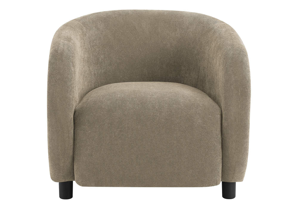Monarch Specialties Accent Barrel Chair Sculptural Rounded Back Light Brown Fabric Modern Living Room Seat I 8064