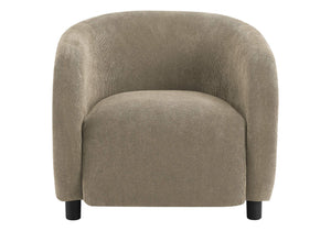 Accent Barrel Chair Sculptural Rounded Back Light Brown Fabric Modern Living Room Seat