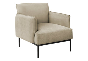 Monarch Specialties Accent Chair Upholstered Beige Fabric Foam Seat Metal Legs Modern Living Room I 8081