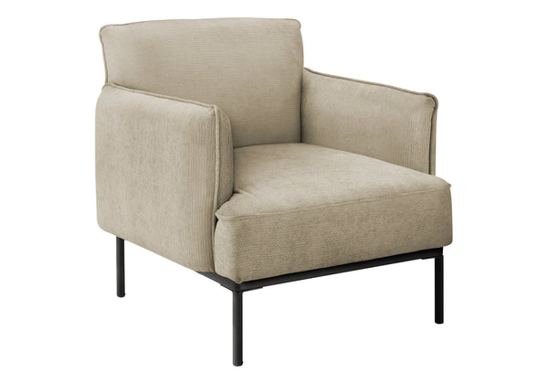 Monarch Specialties Accent Chair Upholstered Beige Fabric Foam Seat Metal Legs Modern Living Room I 8081