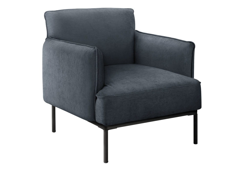 Monarch Specialties Accent Chair Upholstered in Blue Fabric with Black Metal Legs for Modern Living Spaces I 8082
