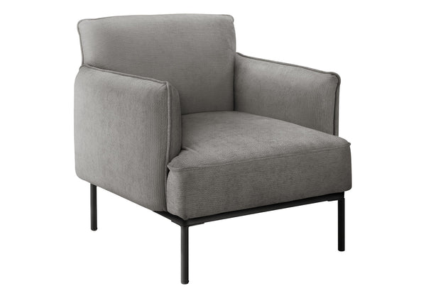 Monarch Specialties Accent Chair Plush Foam Upholstered Grey Fabric with Sleek Black Metal Legs Modern Style I 8083