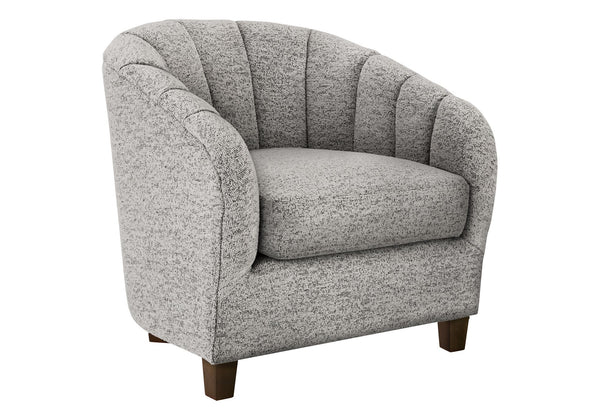 Monarch Specialties Accent Chair Barrel Silhouette Upholstered in Silver Fabric for Modern Living Spaces I 8090