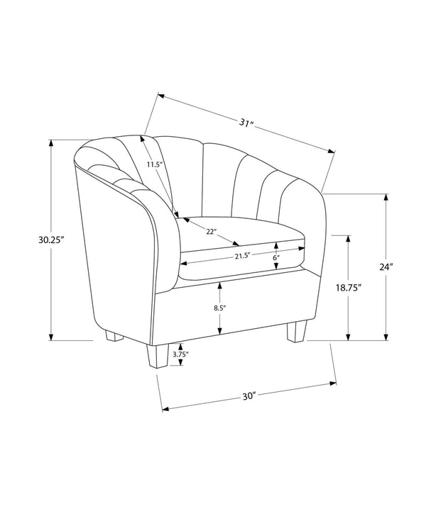 Accent Barrel Chair Upholstered in Soft Grey Fabric with Spring Foam Cushion Support