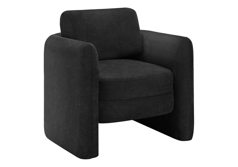 Monarch Specialties Accent Barrel Chair Upholstered in Black Fabric for Modern Living Room Seating I 8096