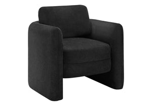 Monarch Specialties Accent Barrel Chair Upholstered in Black Fabric for Modern Living Room Seating I 8096