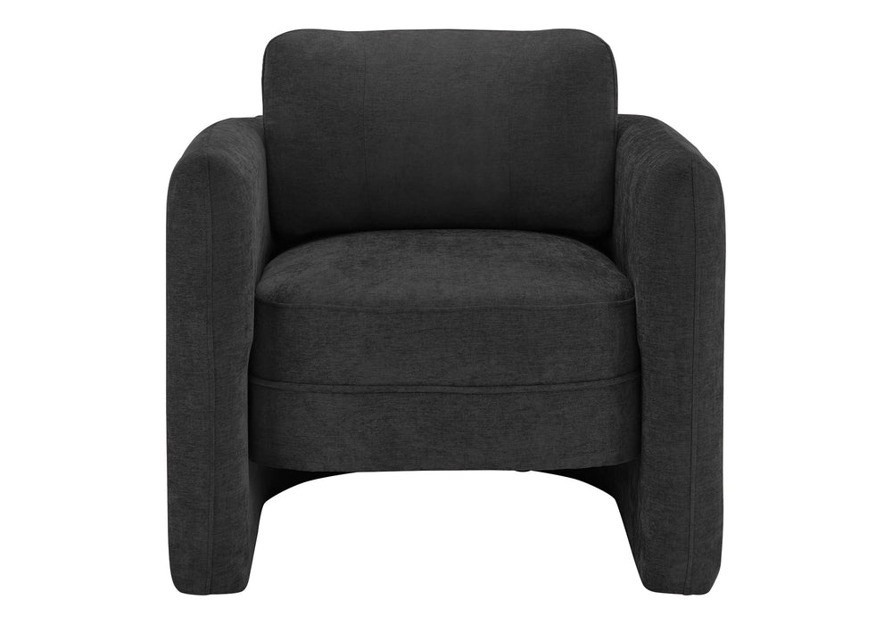 Monarch Specialties Accent Barrel Chair Upholstered in Black Fabric for Modern Living Room Seating I 8096