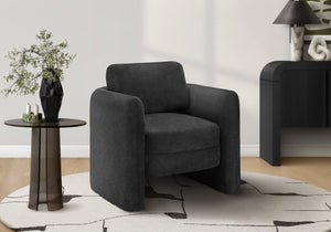 Accent Barrel Chair Upholstered in Black Fabric for Modern Living Room Seating