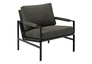 Monarch Specialties Accent Chair Upholstered in Dark Grey Fabric with Black Metal Legs for Modern Interiors I 8100