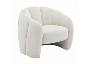 Monarch Specialties Accent Chair Cream Upholstered Channel Tufted Back Cozy Seat for Living Room Cream I 8110