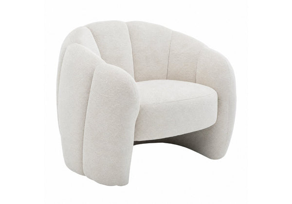 Monarch Specialties Accent Chair Cream Upholstered Channel Tufted Back Cozy Seat for Living Room Cream I 8110