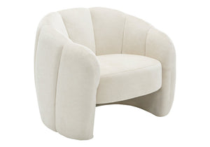 Monarch Specialties Accent Chair Cream Upholstered Channel Tufted Back Cozy Seat for Living Room Cream I 8110