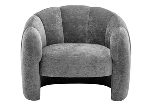 Monarch Specialties Accent Chair Cream Upholstered Channel Tufted Back Cozy Seat for Living Room Dark Grey I 8111