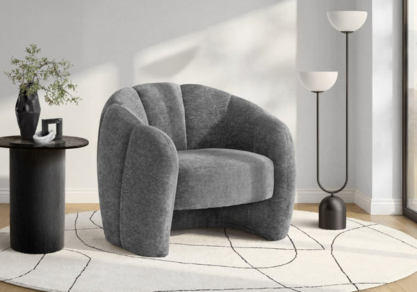 Monarch Specialties Accent Chair Cream Upholstered Channel Tufted Back Cozy Seat for Living Room Dark Grey I 8111