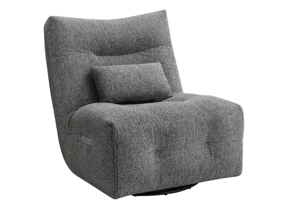 Monarch Specialties Reclining Power Chair with Heat Massage Swivel Glider and USB Ports for Living Rooms Dark Grey I 8185