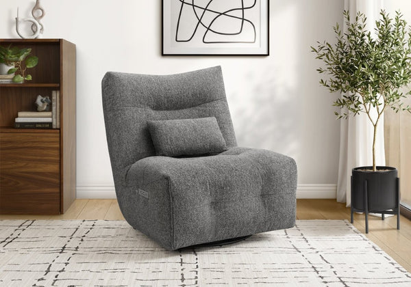 Monarch Specialties Reclining Power Chair with Heat Massage Swivel Glider and USB Ports for Living Rooms Dark Grey I 8185