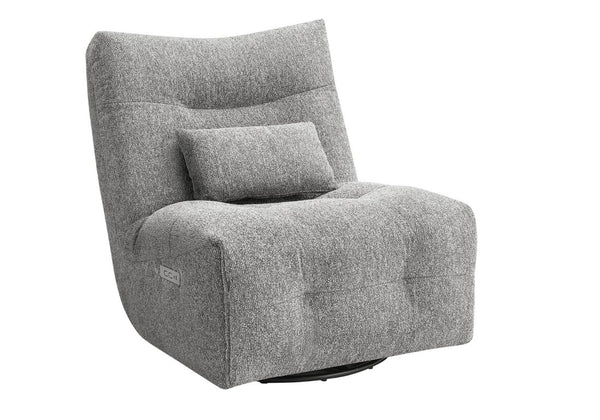 Monarch Specialties Reclining Power Chair with Heat Massage Swivel Glider and USB Ports for Living Rooms Light Grey I 8186