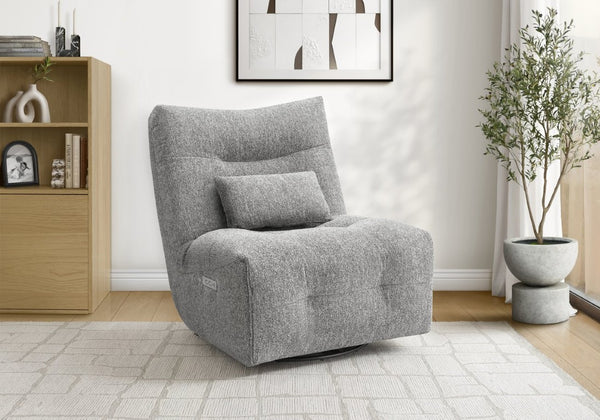 Monarch Specialties Reclining Power Chair with Heat Massage Swivel Glider and USB Ports for Living Rooms Light Grey I 8186