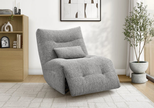 Monarch Specialties Reclining Power Chair with Heat Massage Swivel Glider and USB Ports for Living Rooms Light Grey I 8186