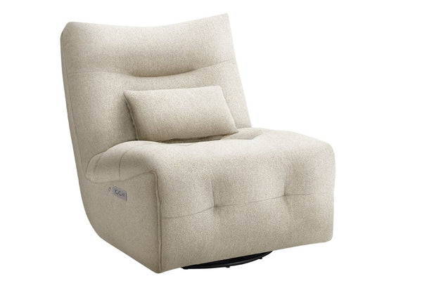 Monarch Specialties Reclining Power Chair with Heat Massage Swivel Glider and USB Ports for Living Rooms Cream I 8187