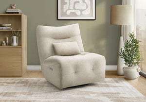 Monarch Specialties Reclining Power Chair with Heat Massage Swivel Glider and USB Ports for Living Rooms Cream I 8187