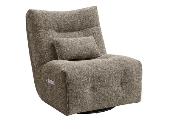 Monarch Specialties Reclining Power Chair with Heat Massage Swivel Glider and USB Ports for Living Rooms Brown I 8188