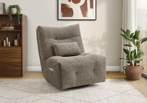 Monarch Specialties Reclining Power Chair with Heat Massage Swivel Glider and USB Ports for Living Rooms Brown I 8188