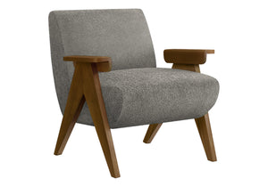 Monarch Specialties Accent Chair Upholstered in Dark Grey Fabric with Walnut Legs for Living Spaces I 8312