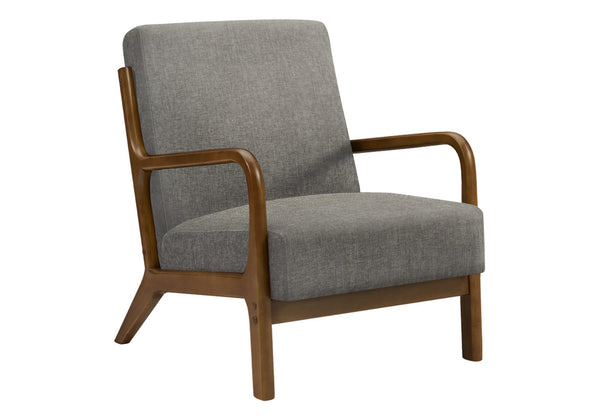 Monarch Specialties Accent Chair with Walnut Arms Foam Cushion Dark Grey Fabric for Living Room I 8330