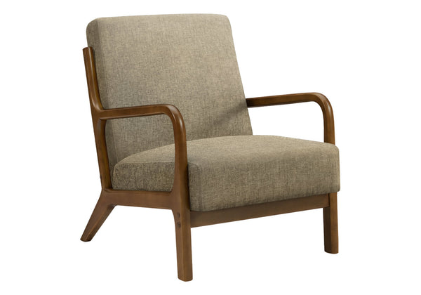 Monarch Specialties Accent Chair with Walnut Arms and Tapered Legs Plush Foam Seat for Living Room I 8331