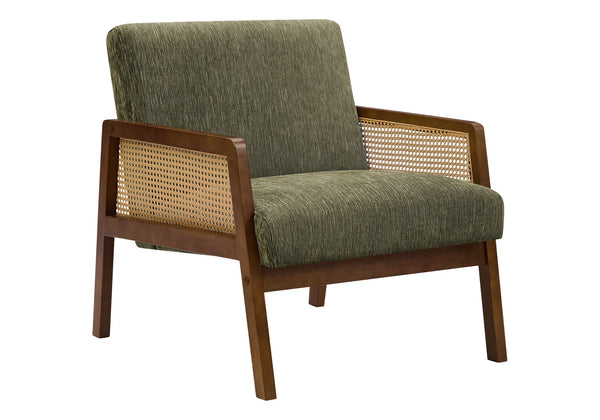Accent Chair Mid Century Modern Upholstered Fabric Walnut Wood Legs for Living Room Bedroom