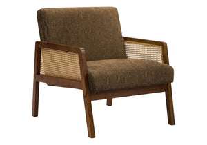 Monarch Specialties Accent Chair with Woven Side Panels Walnut Legs Brown Fabric Mid-century Living Room I 8337