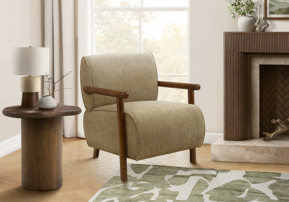 Monarch Specialties Accent Chair Mid Century Modern Upholstered Seat Walnut Tapered Legs Living Room I 8340